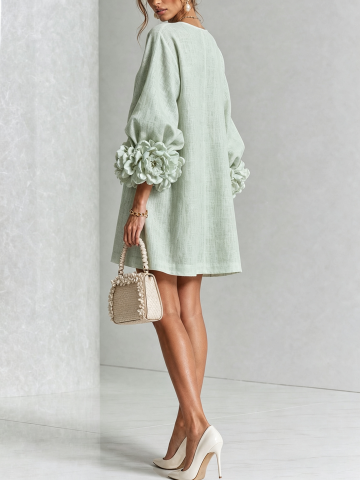 Flora — Vestido Mini con Puños Florales
