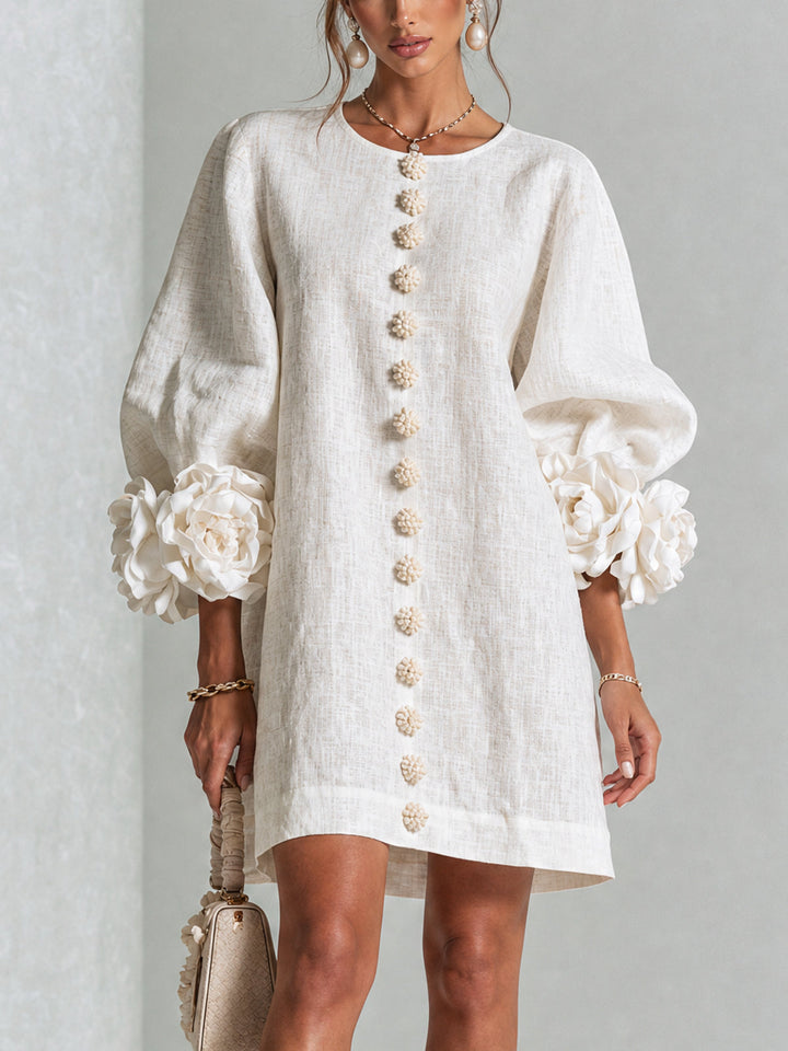 Flora — Vestido Mini con Puños Florales