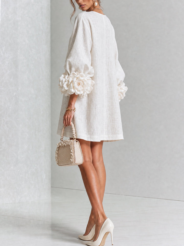 Flora — Vestido Mini con Puños Florales