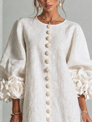 Flora — Vestido Mini con Puños Florales