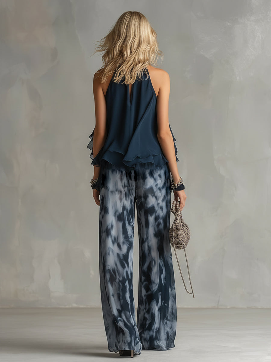Laura | Conjunto elegante con top fluido y pantalones anchos