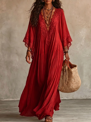 Valentina — Vestido Maxi Boho de Manga Kimono