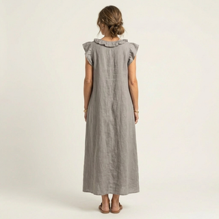 Marina | Vestido largo de lino con cuello en V