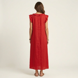 Marina | Vestido largo de lino con cuello en V