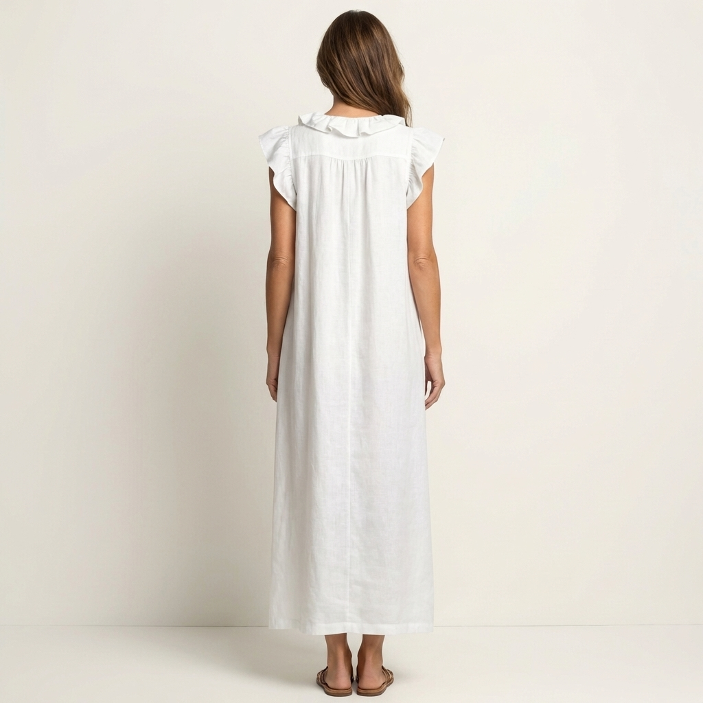 Marina | Vestido largo de lino con cuello en V