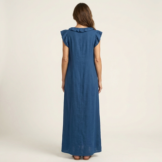 Marina | Vestido largo de lino con cuello en V